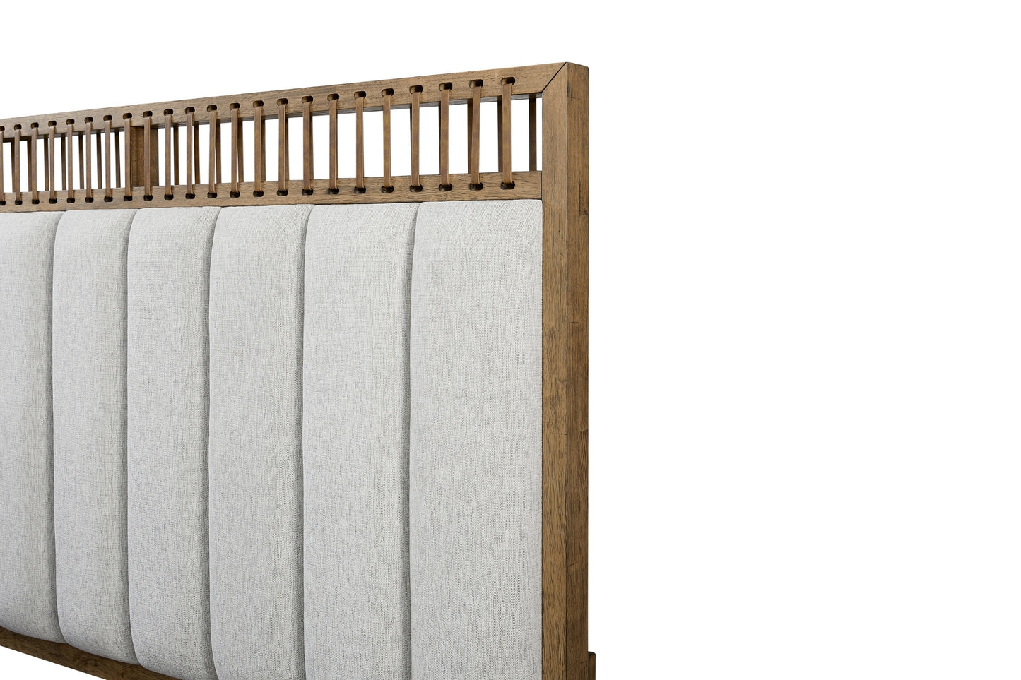 Elure Upholstered & Strap Panel Bed- Latte