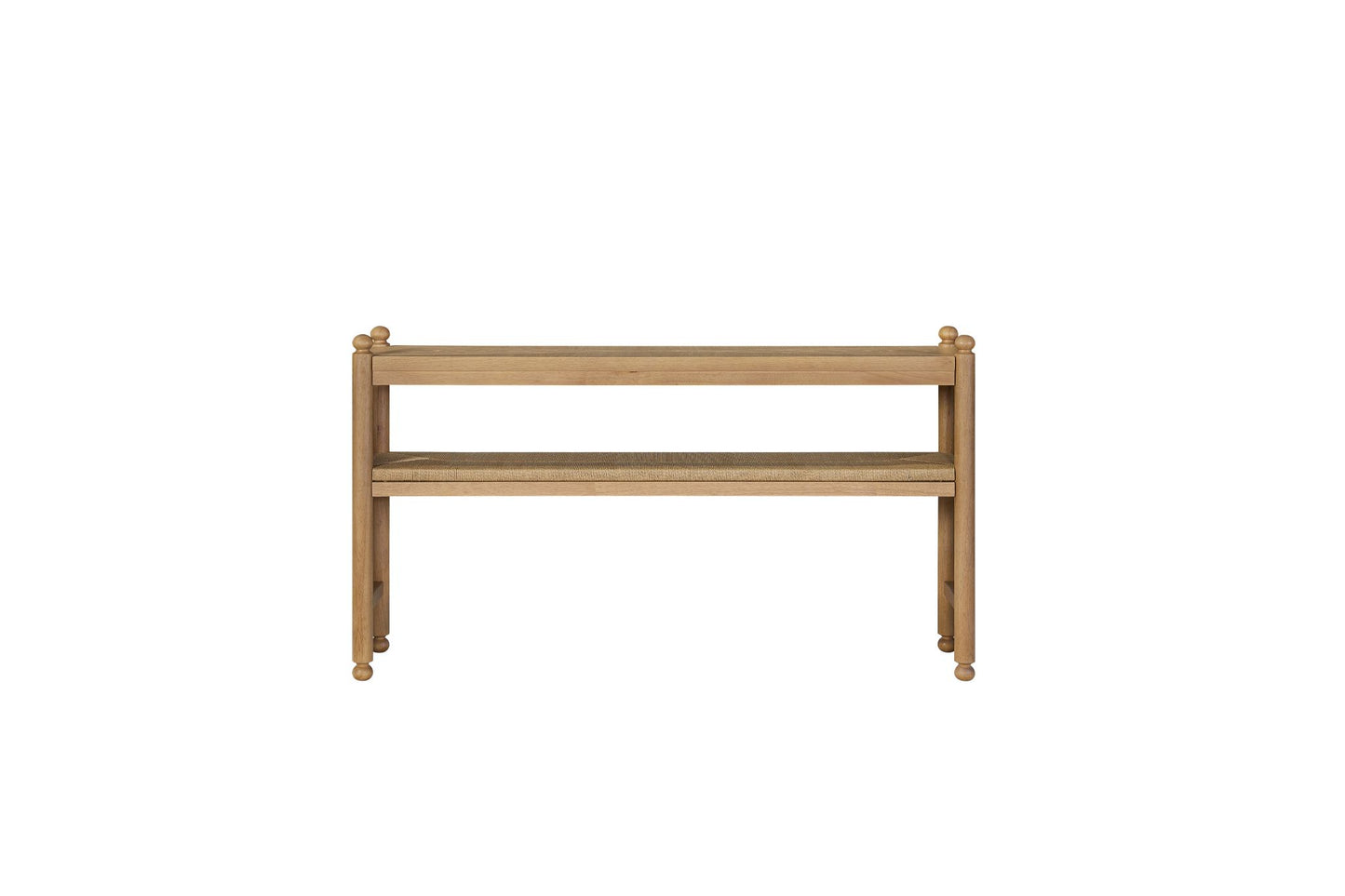 Pleasant Hill Suede Console Table with Metal & Rattan Shelf