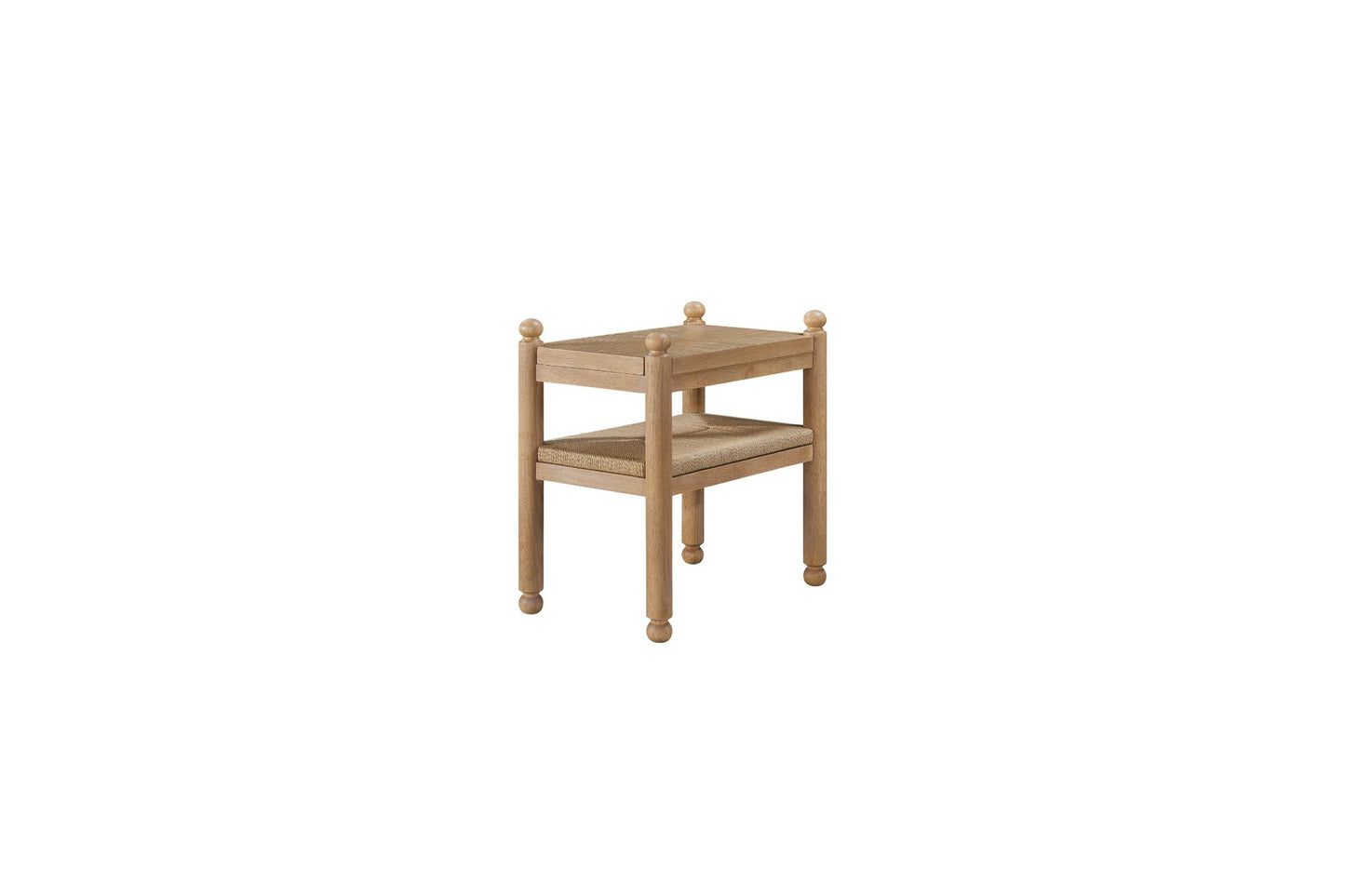 Pleasant Hill Suede Spot Table with Metal & Rattan Shelf