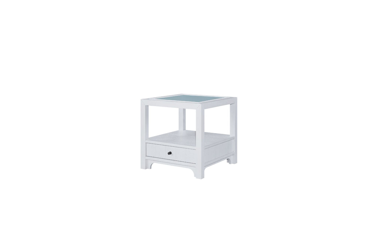Pleasant Hill Ivory End Table with Matte Glass Top