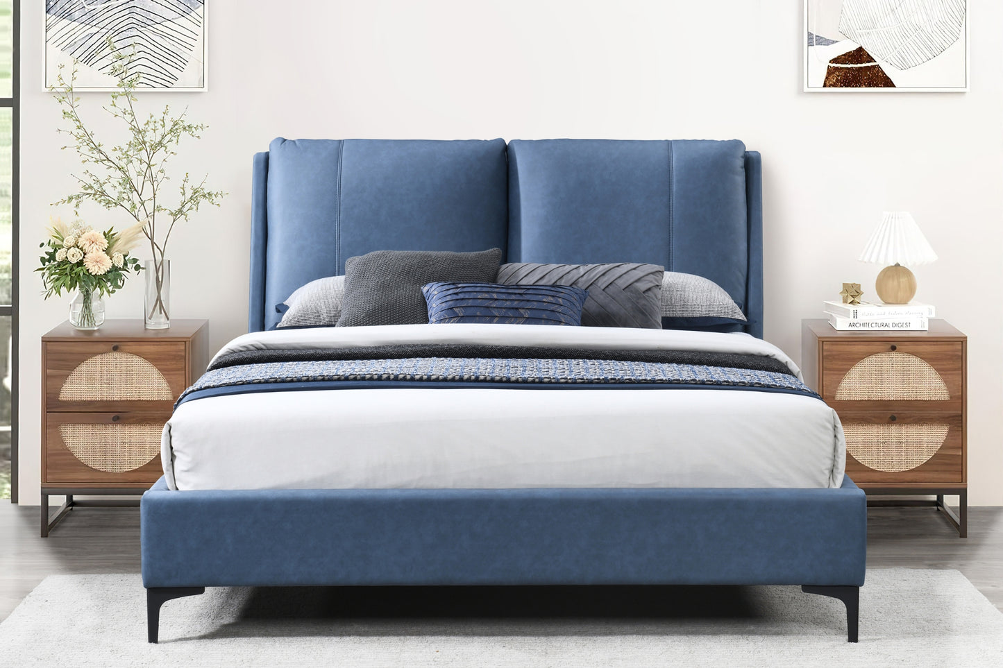 Bryant Upholstered Bed- Blue