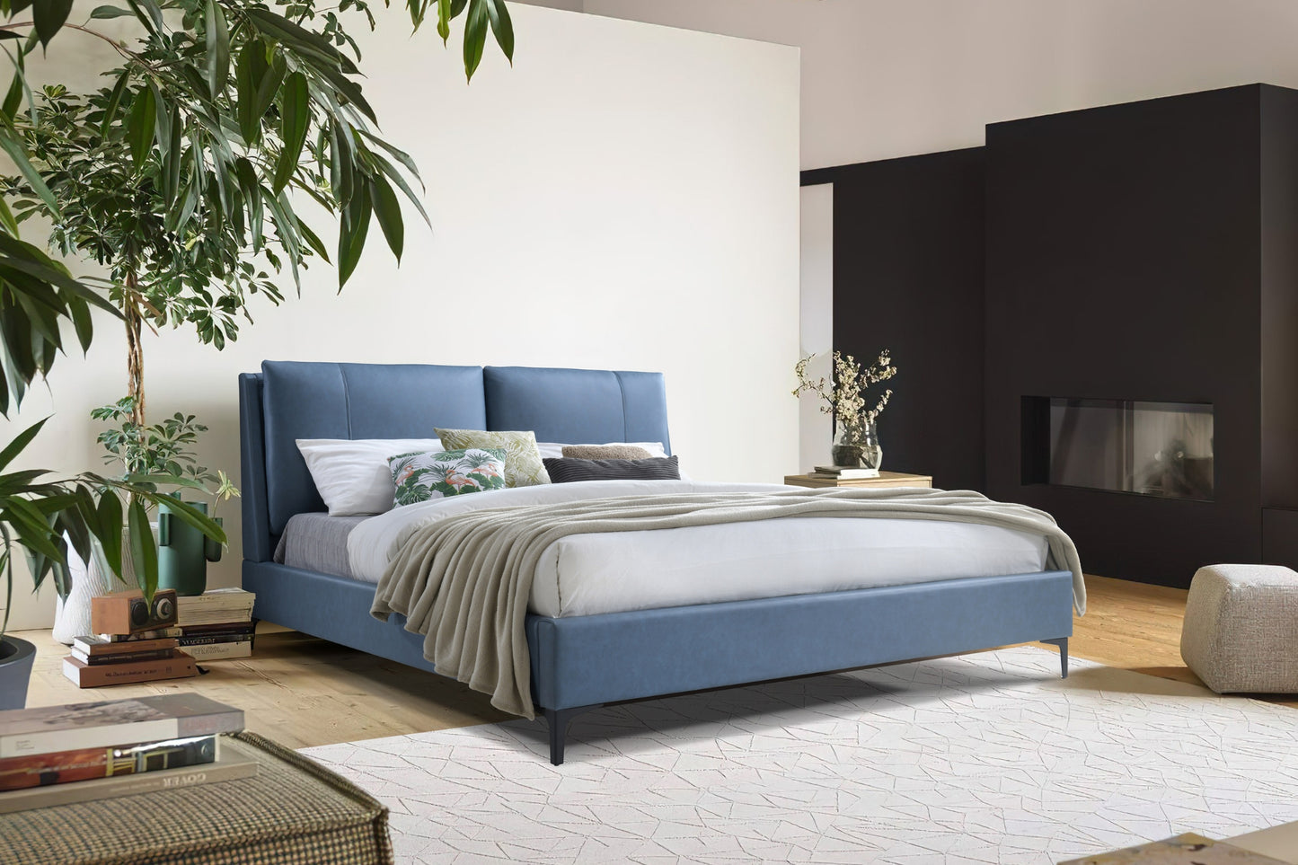 Bryant Upholstered Bed- Blue