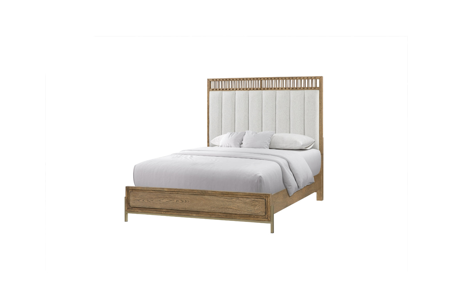 Elure Upholstered & Strap Panel Bed- Latte