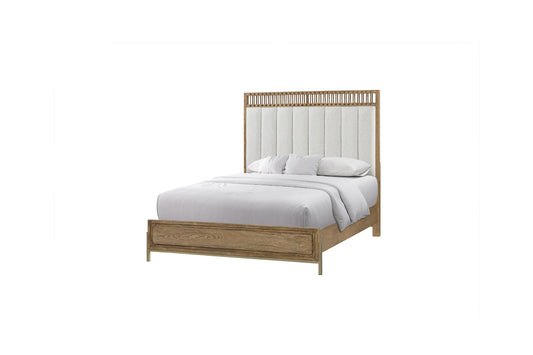 Elure Upholstered & Strap Panel Bed- Latte