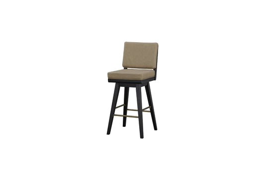 Elure Peppercorn Leather Swivel Bar Stool
