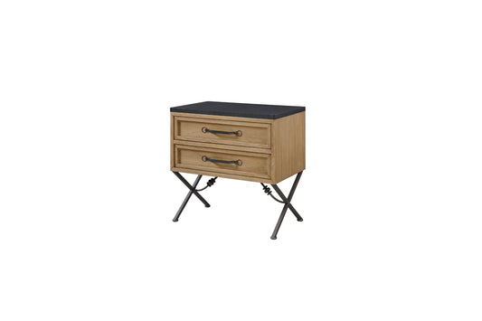 Tarrington Cashew and Metal 2-Drawer Nightstand