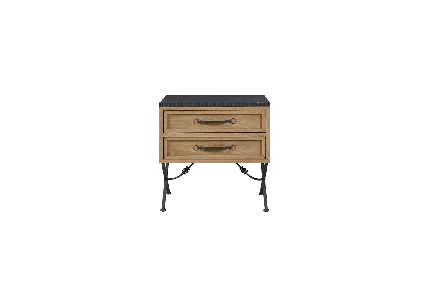 Tarrington Cashew and Metal 2-Drawer Nightstand