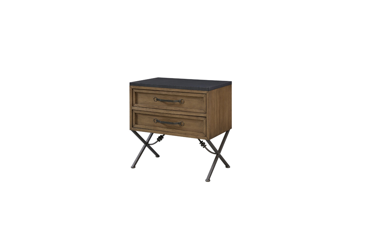 Tarrington Almond and Metal 2-Drawer Nightstand