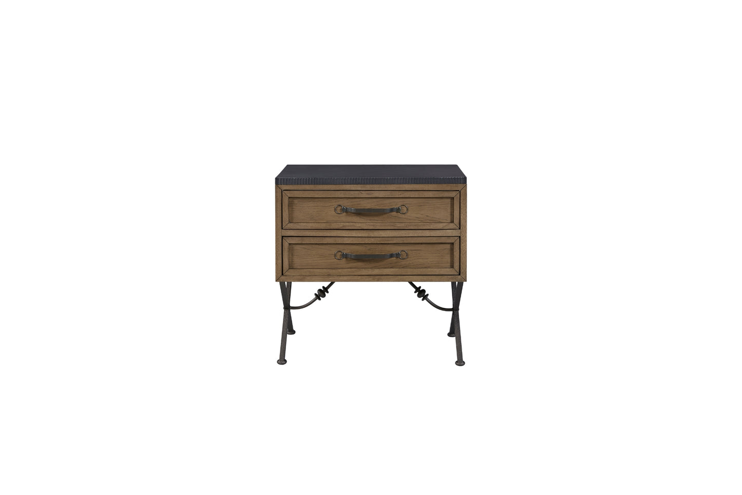 Tarrington Almond and Metal 2-Drawer Nightstand