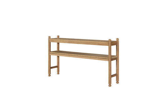 Pleasant Hill Suede Console Table with Metal & Rattan Shelf