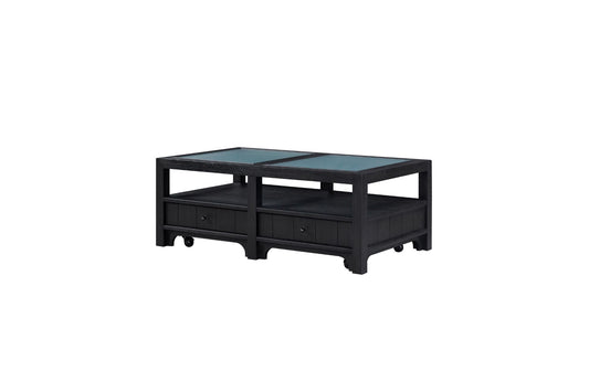 Pleasant Hill Ebony Cocktail Table with Matte Glass Top