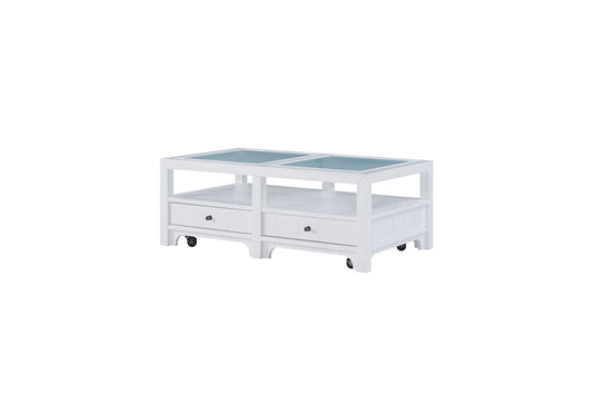 Pleasant Hill Ivory Cocktail Table with Matte Glass Top
