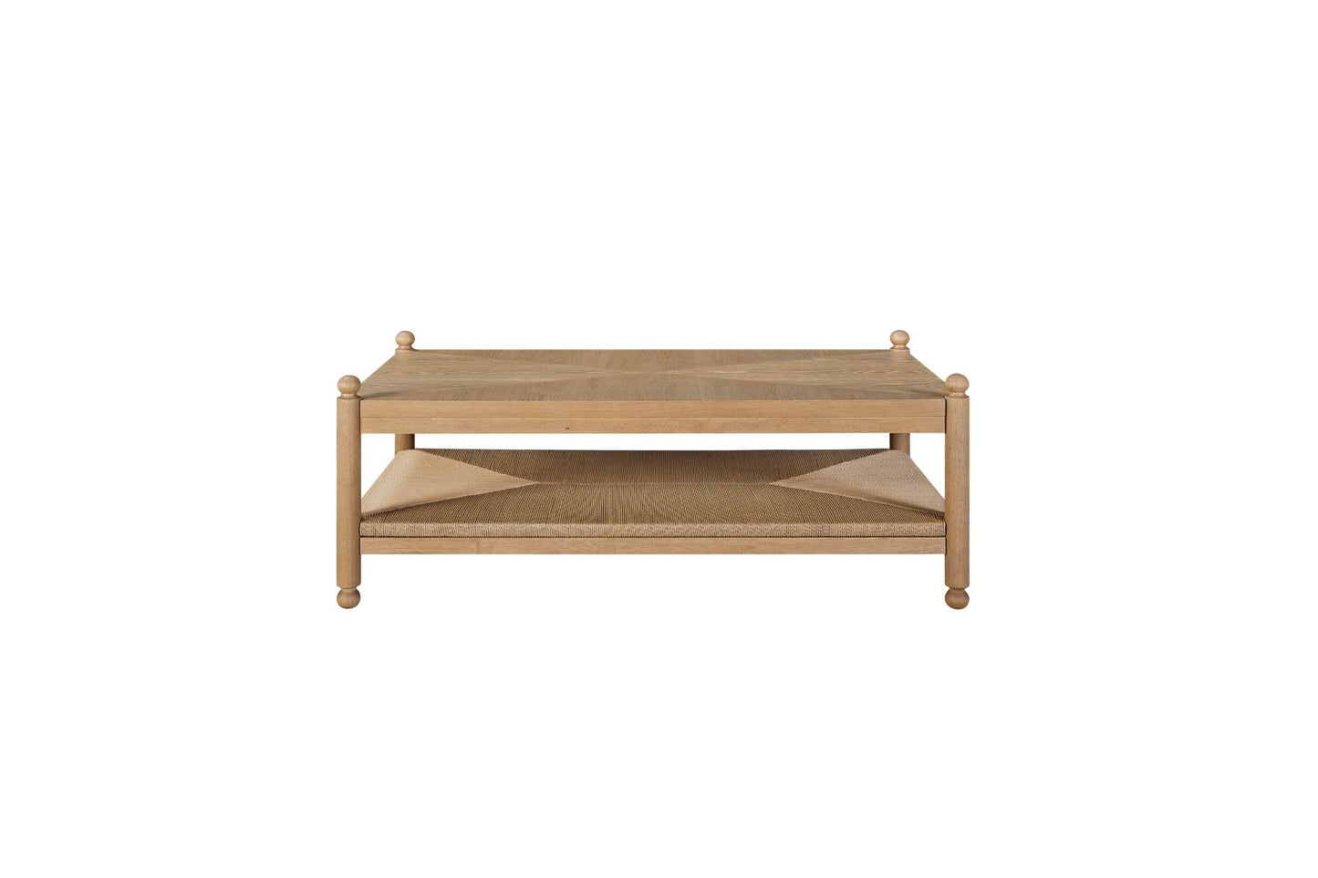 Pleasant Hill Suede Cocktail Table with Metal & Rattan Shelf