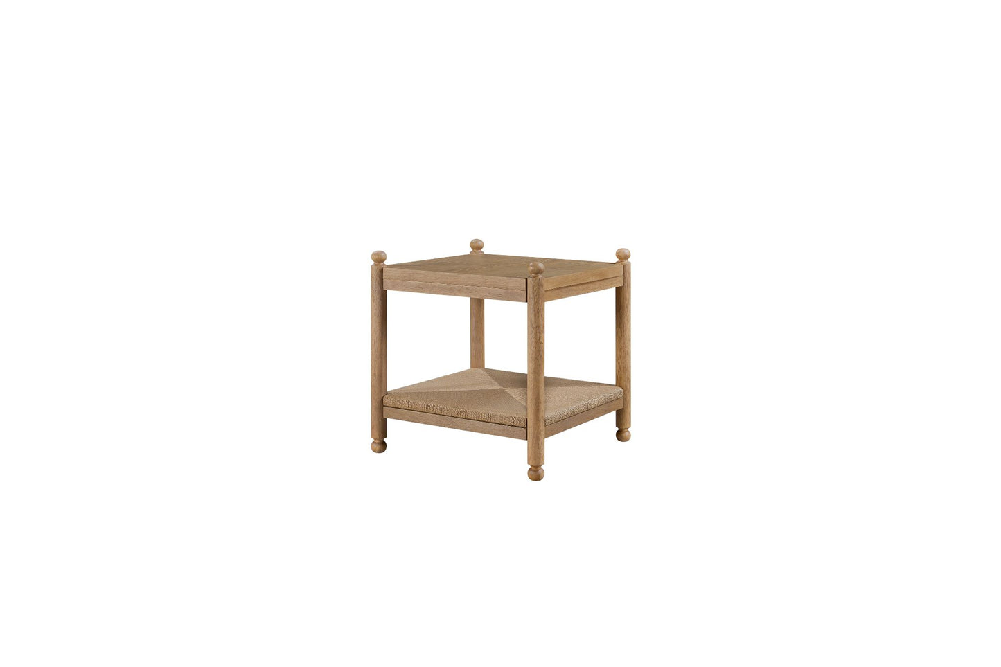Pleasant Hill Suede End Table with Metal & Rattan Shelf