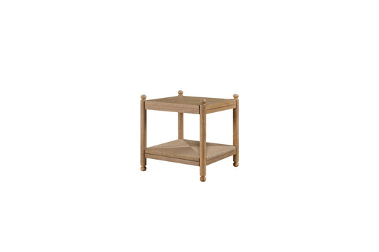 Pleasant Hill Suede End Table with Metal & Rattan Shelf