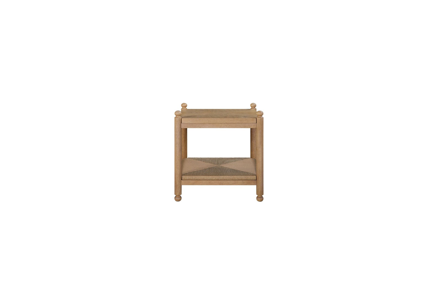 Pleasant Hill Suede End Table with Metal & Rattan Shelf