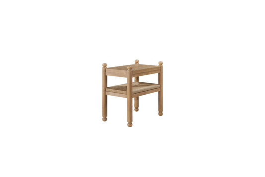 Pleasant Hill Suede Spot Table with Metal & Rattan Shelf