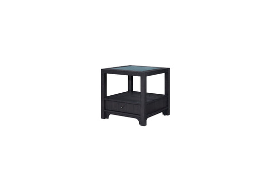 Pleasant Hill Ebony End Table with Matte Glass Top
