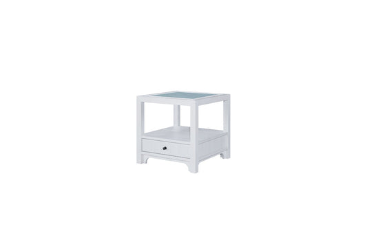 Pleasant Hill Ivory End Table with Matte Glass Top